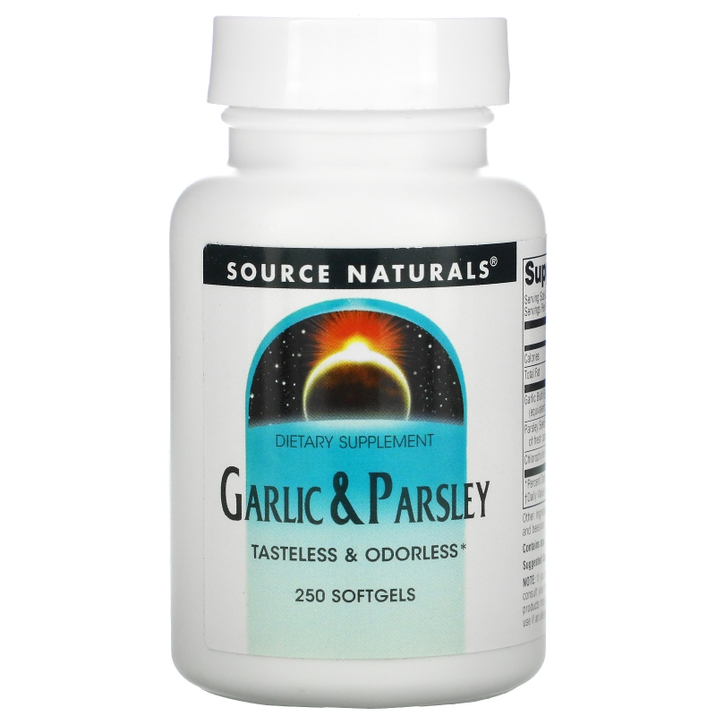 Source Naturals, Чеснок и петрушка, 250 гелевых капсул