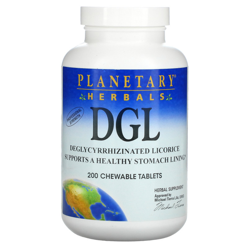 Planetary Herbals, DGL, деглицирризованная солодка, 200 жевательных таблеток