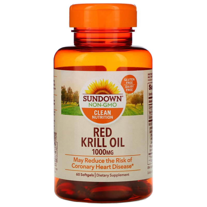 Sundown Naturals, Жир красного криля, 1000 мг, 60 мягких таблеток