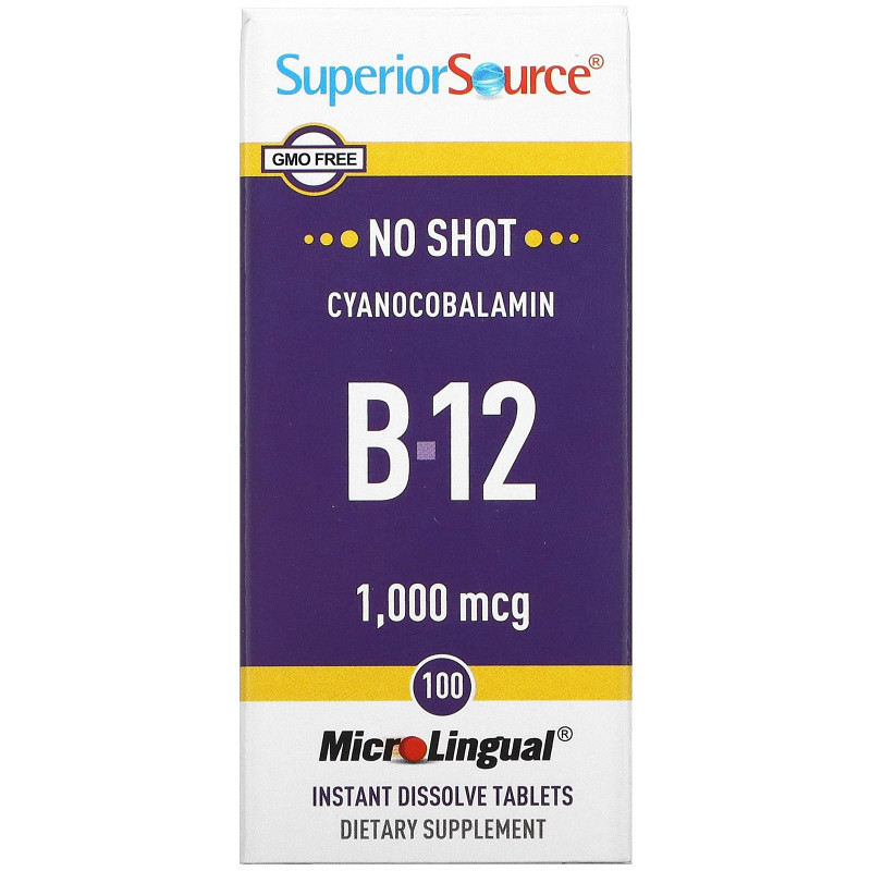 Superior Source, MicroLingual, цианокобаламин B12 1000 мкг, 100 таблеток