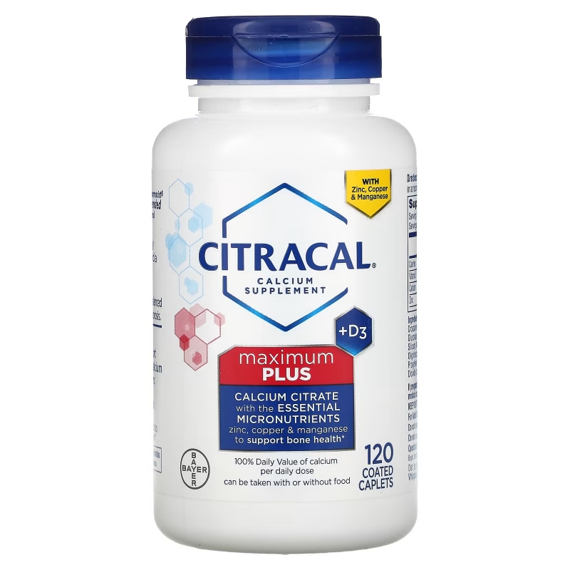 Citracal, Calcium Supplement + D3, Maximum Plus, 120 Coated Caplets