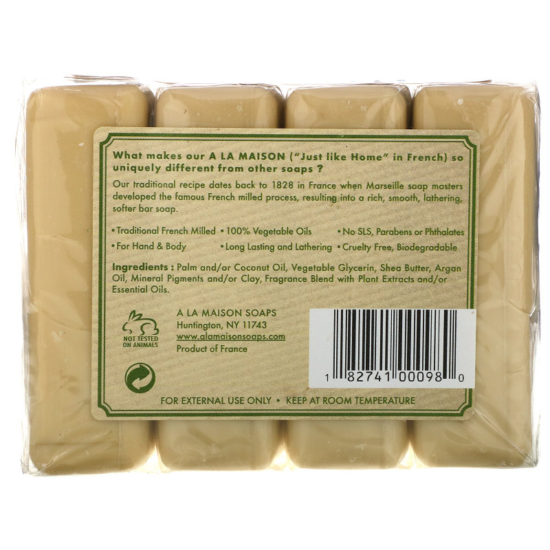 A La Maison de Provence Hand & Body Bar Soap Rosemary Mint 4 Bars 3.5 oz (100 g) Each