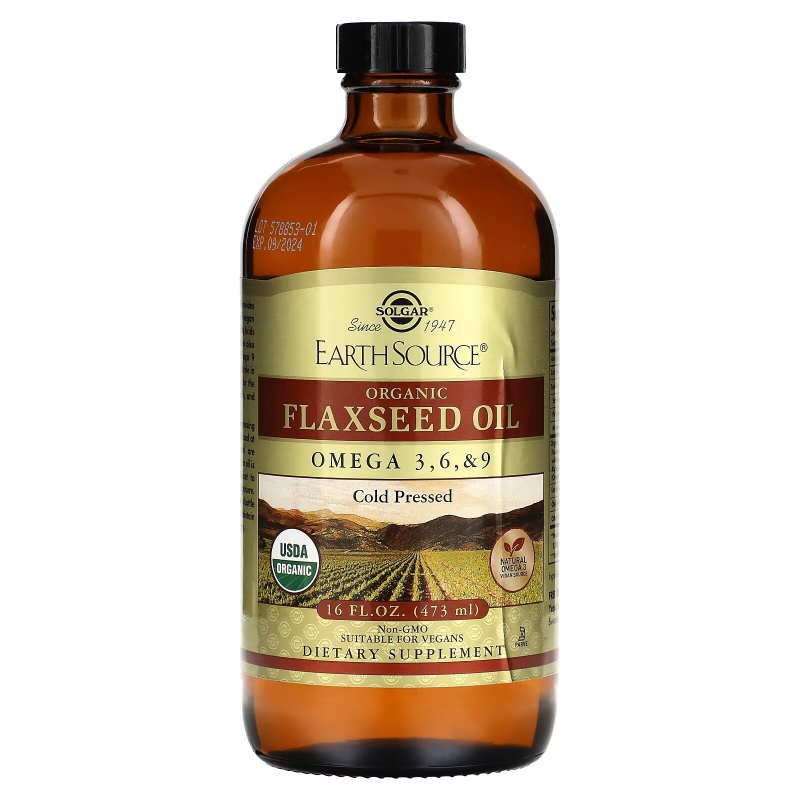 Solgar, Earth Source, Organic Flaxseed Oil, 16 fl oz (473 ml)