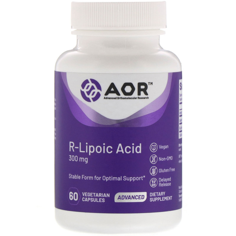 Advanced Orthomolecular Research AOR, High Dose R-Lipoic Acid, 300 mg, 60 Vegan Capsules