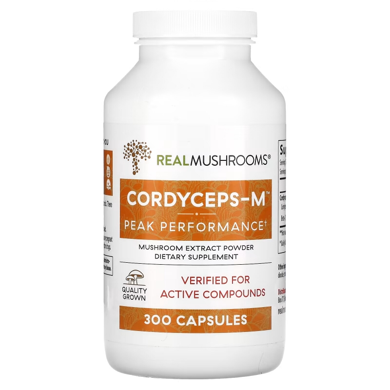 Real Mushrooms, Cordyceps-M, Mushroom Extract Powder, 300 Capsules