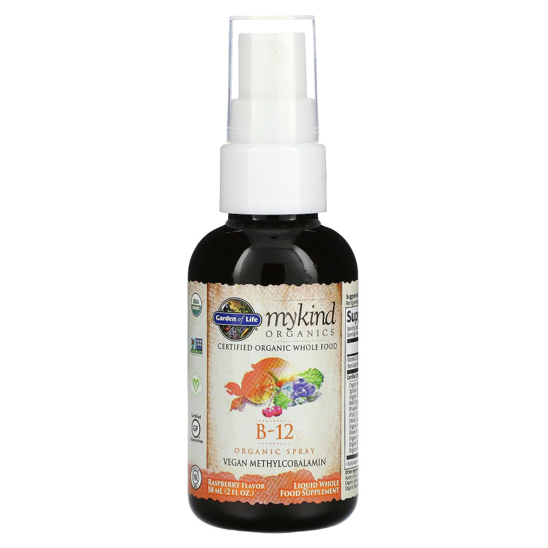 Garden of Life MyKind Organics Органический спрей с витамином B-12 со вкусом малины 2 унции (58 мл)