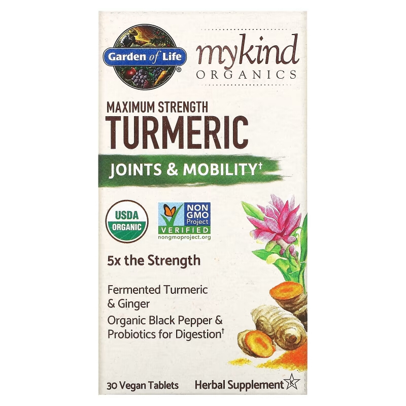 Garden of Life, MyKind Organics, Maximum Strength, Turmeric, Joints & Mobility, 30 Vegan Tablets