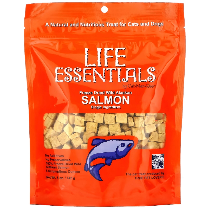 Cat-Man-Doo, Life Essentials, Freeze Dried Wild Alaskan Salmon, For Cats and Dogs, 5 oz (142 g)