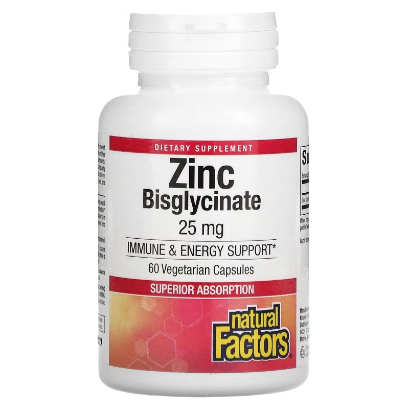 Natural Factors, Zinc Bisglycinate, 25 mg , 60 Vegetarian Capsules