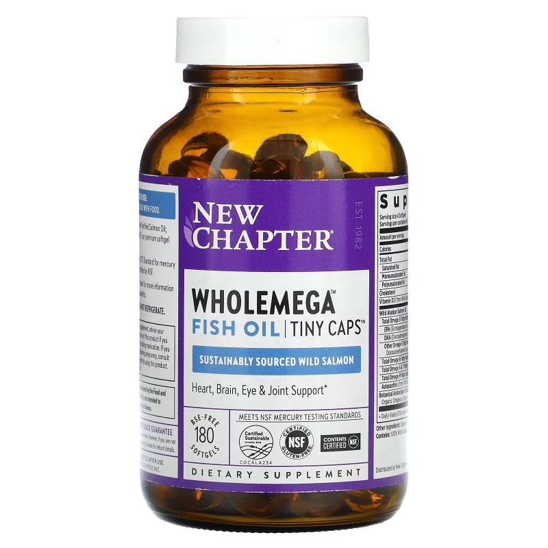 New Chapter, Wholemega Fish Oil, Tiny Caps , 180 Softgels