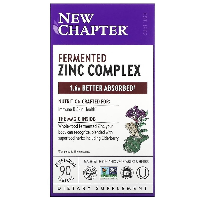 New Chapter, Fermented Zinc Complex, 90 Vegetarian Tablets