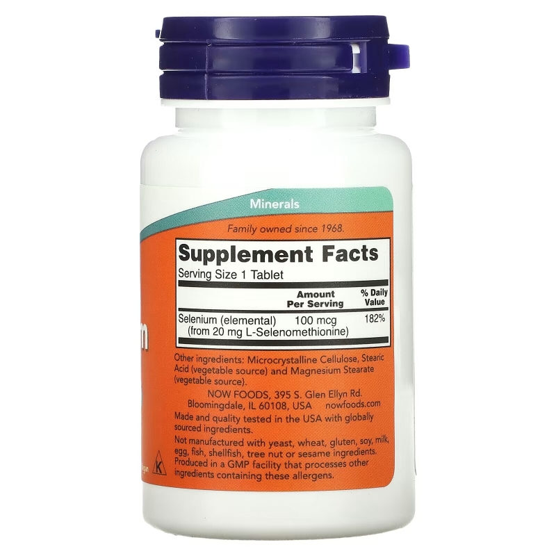 Now Foods, Selenium, 100 mcg, 100 Tablets