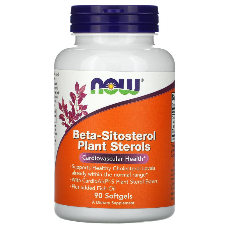 Now Foods, Комплекс растительных стеролов, содержащих бета-ситостерол (Beta-Sitosterol Plant Sterols), 90 мягких таблеток