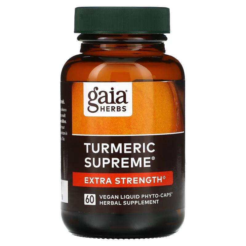 Gaia Herbs, Куркума Supreme, увеличение силы, 60 вегетарианских Phyto-Caps, заполненных жидкостью