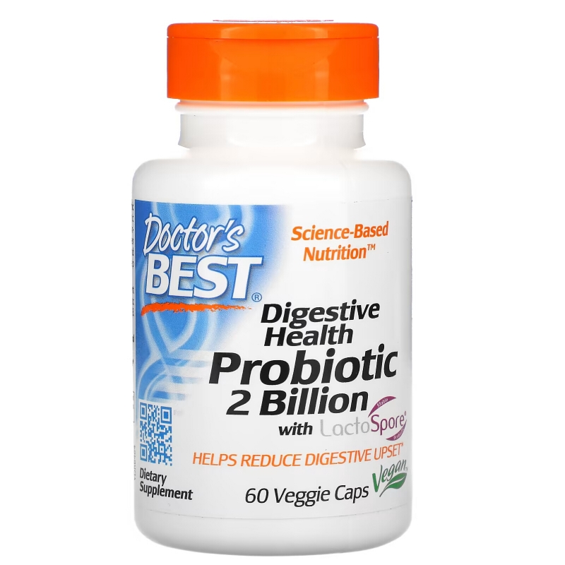 Doctor's Best, Digestive Health, Probiotic with LactoSpore, 2 Billion, 60 Veggie Caps