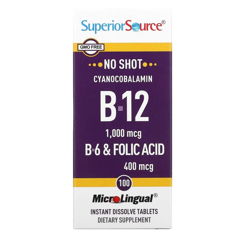 Superior Source, Cyanocobalamin B-12, 1,000 mcg, 100 MicroLingual Instant Dissolve Tablets