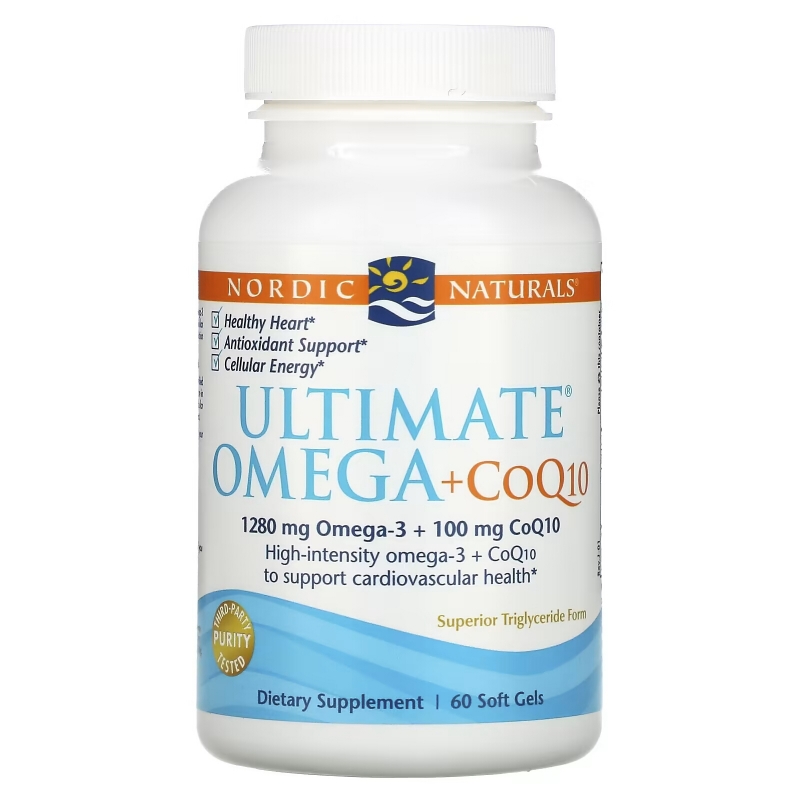 Nordic Naturals, Ultimate Omega + CoQ10, 1000 мг, 60 жевательных капсул