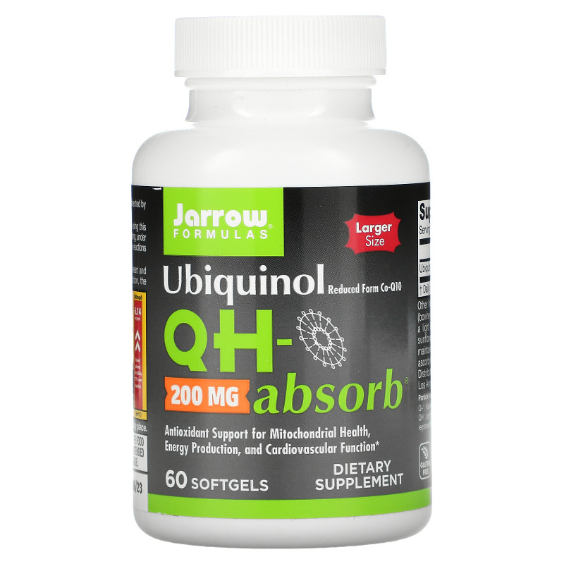 Jarrow Formulas, Убихинол QH-Absorb, 200 мг, 60 мягких гелевых капсул