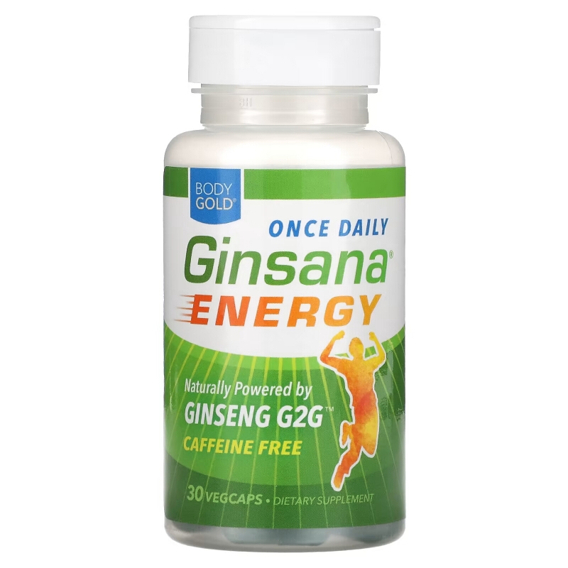 BodyGold, Ginsana Energy, Caffeine Free, 30 VegCaps