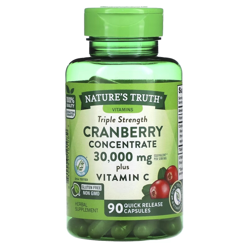 Nature's Truth, Triple Strength Cranberry Concentrate Plus Vitamin C, 15,000 mg, 90 Quick Release Capsules