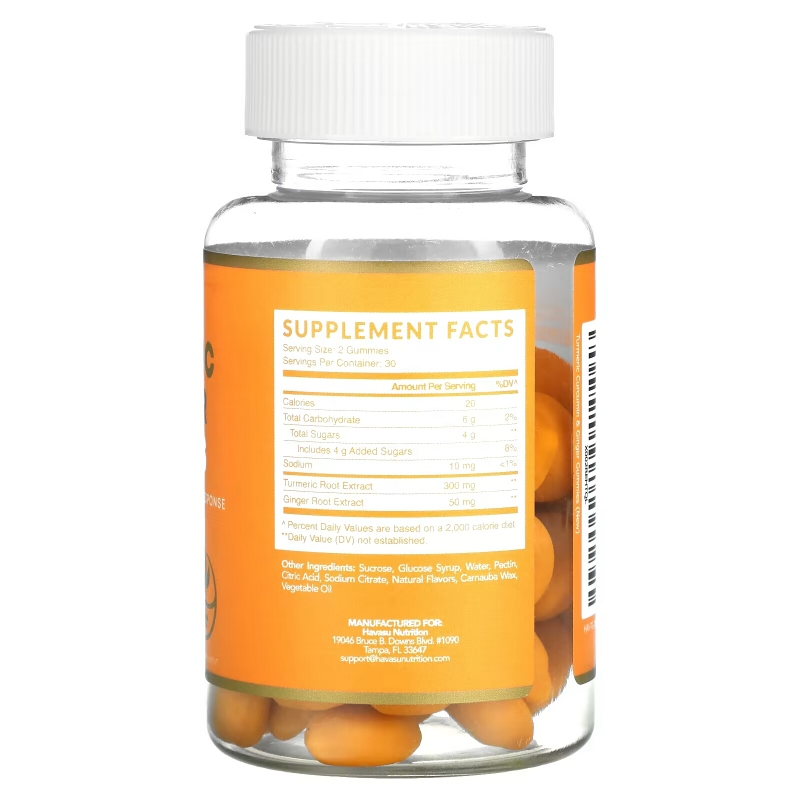 Havasu Nutrition, Turmeric & Ginger Gummies, Peach, 60 Gummies