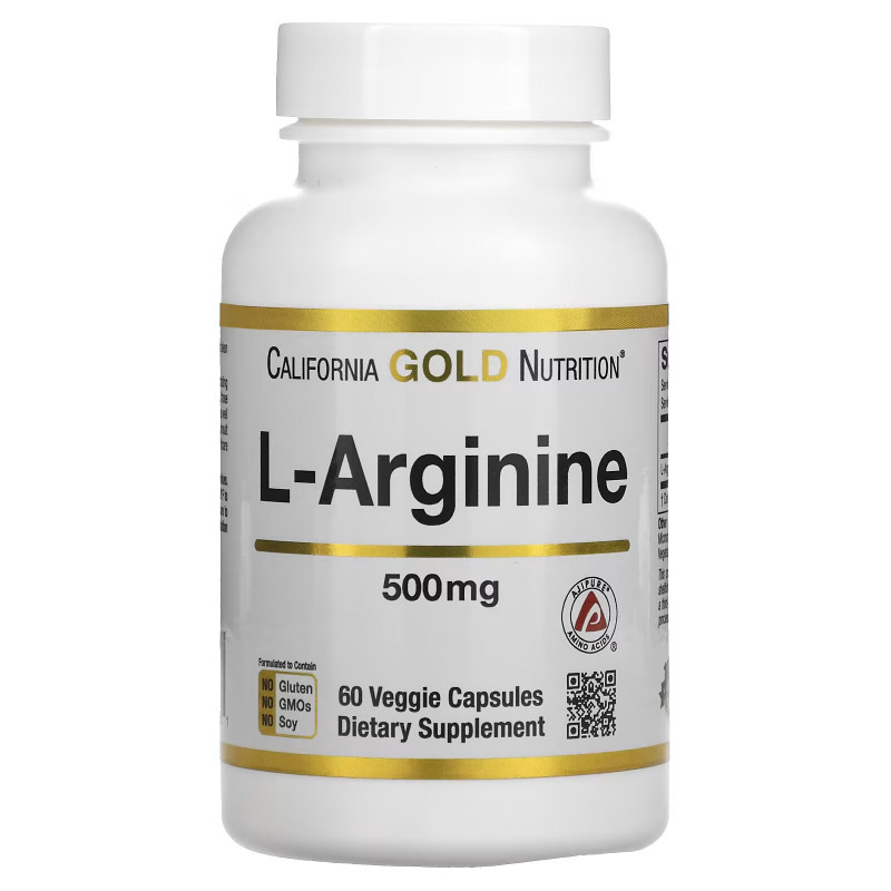 California Gold Nutrition, L-аргинин, AjiPure, 500 мг, 60 растительных капсул